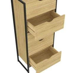 IDMarket Chiffonnier 5 tiroirs 45 cm commode semainier design industriel* Meubles Tiroirs|Meubles En Bois