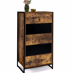IDMarket Chiffonnier bois et métal avec 5 tiroirs* Meubles Tiroirs|Collection Vintage