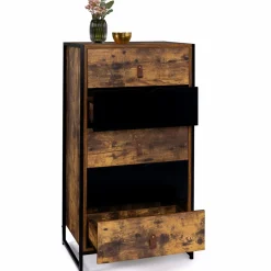 IDMarket Chiffonnier bois et métal avec 5 tiroirs* Meubles Tiroirs|Collection Vintage