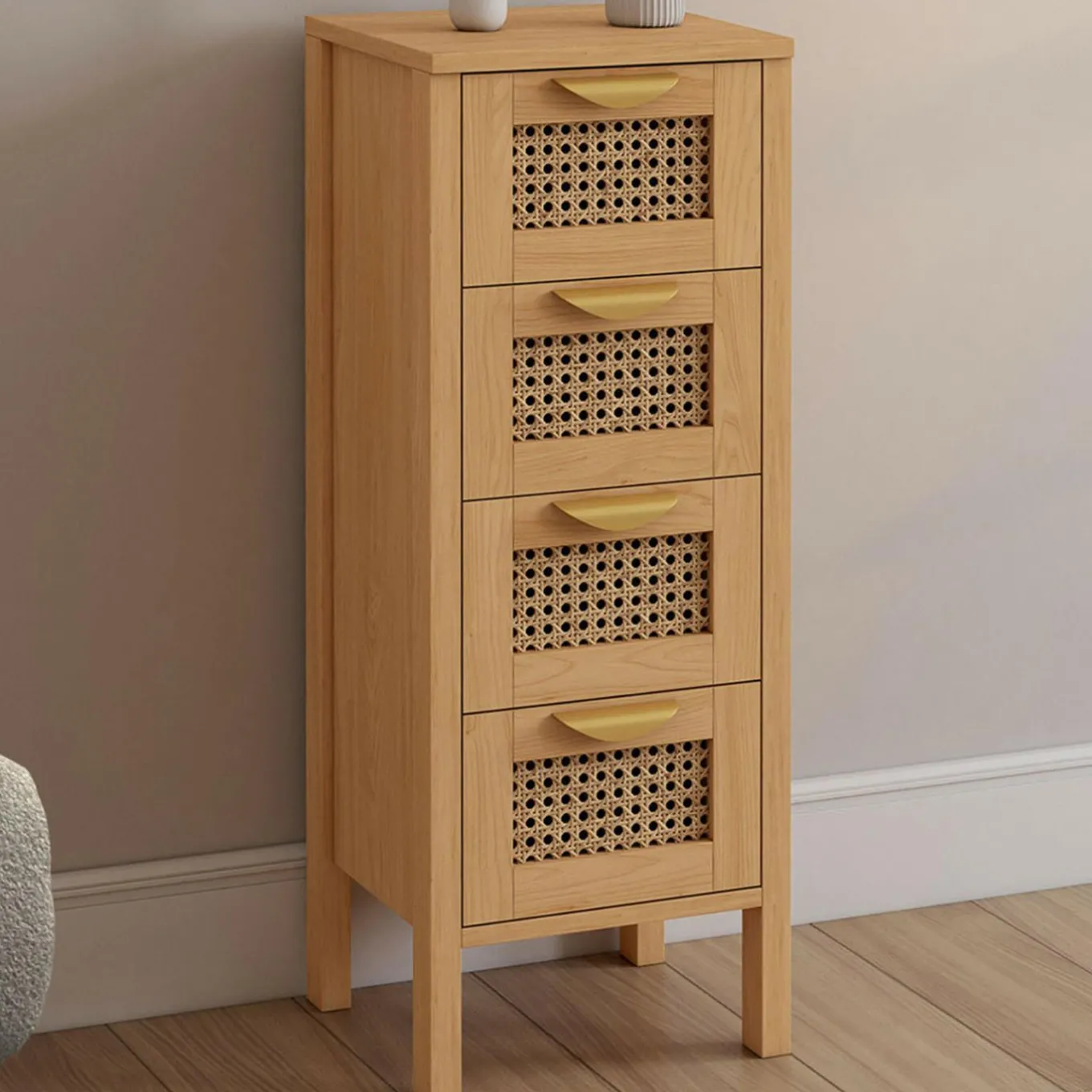 IDMarket Chiffonnier cannage pour entrée et salle de bain* Meubles Tiroirs|Meubles En Bois