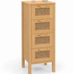 IDMarket Chiffonnier cannage pour entrée et salle de bain* Meubles Tiroirs|Meubles En Bois
