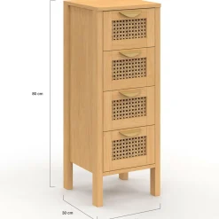 IDMarket Chiffonnier cannage pour entrée et salle de bain* Meubles Tiroirs|Meubles En Bois