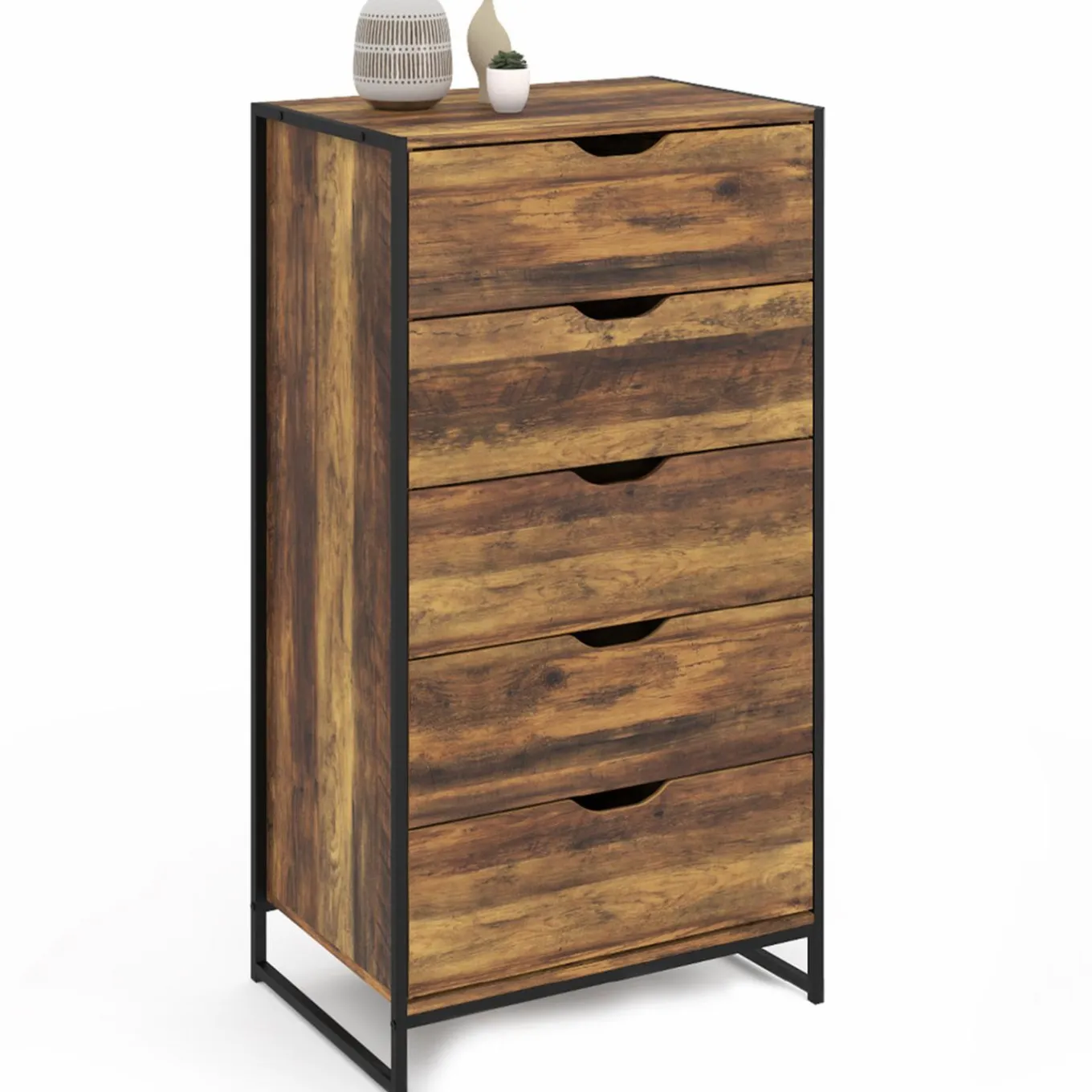 IDMarket Chiffonnier design industriel 5 tiroirs* Meubles Tiroirs|Meubles En Bois