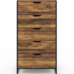 IDMarket Chiffonnier design industriel 5 tiroirs* Meubles Tiroirs|Meubles En Bois