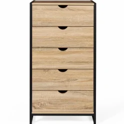 IDMarket Chiffonnier industriel bois et métal 5 tiroirs* Meubles Tiroirs|Meubles En Bois