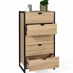 IDMarket Chiffonnier industriel bois et métal 5 tiroirs* Meubles Tiroirs|Meubles En Bois