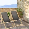 IDMarket Chiliennes en bois et toile grise* Fauteuils De Jardin
