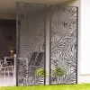 IDMarket Claustra extérieur métal gris motif palmier* Panneaux Occultants