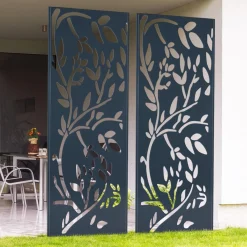 IDMarket Claustra extérieur métal gris motif floral* Panneaux Occultants