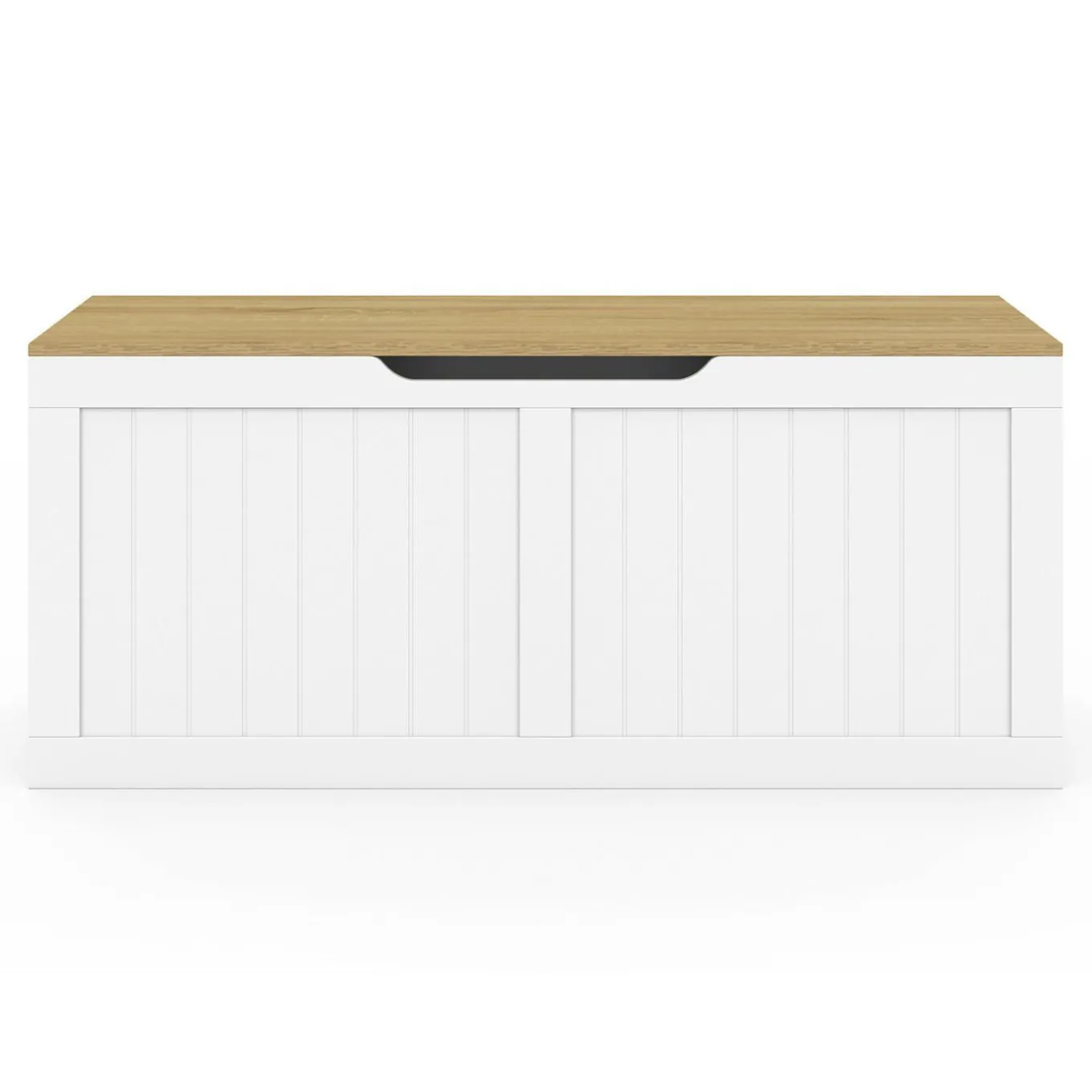 IDMarket Coffre de rangement bois et blanc* Meubles Bas|Meubles Blancs