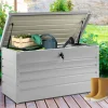 IDMarket Coffre de rangement extérieur étanche en métal gris clair 350L* Coffre De Jardin|Abris De Jardin