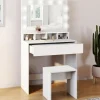 IDMarket Coiffeuse avec miroir LED et tabouret, 4 niches, 1 tiroir* Meubles Tiroirs|Collection Design