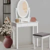IDMarket Coiffeuse blanche avec miroir et tabouret* Collection Design|Collection Agencement Magasin