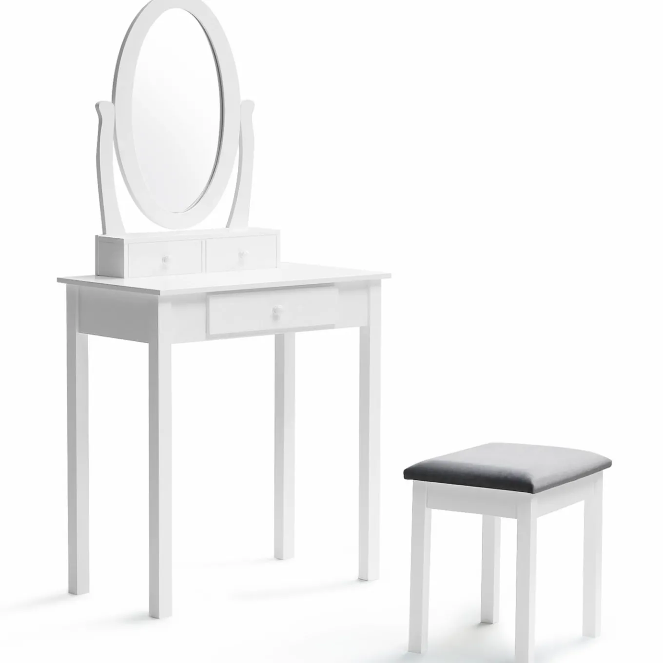 IDMarket Coiffeuse blanche avec miroir et tabouret* Collection Design|Collection Agencement Magasin