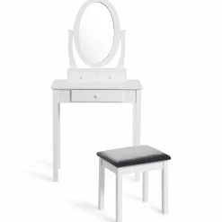 IDMarket Coiffeuse blanche avec miroir et tabouret* Collection Design|Collection Agencement Magasin