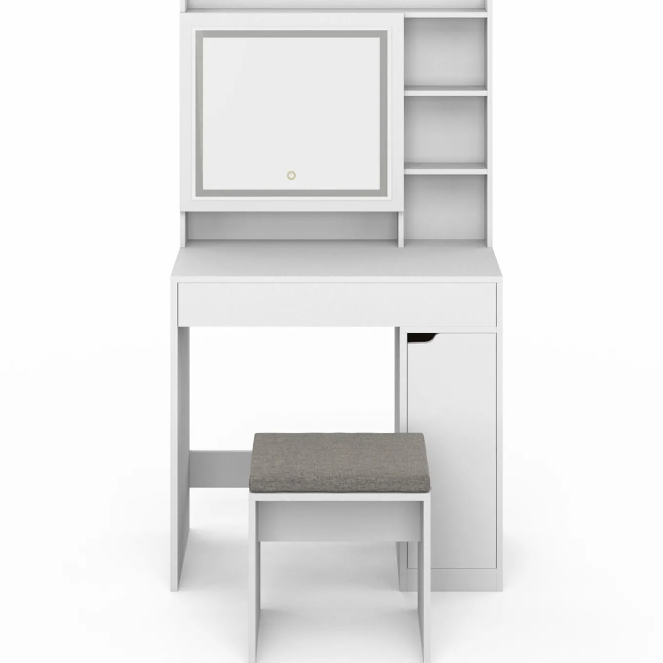 IDMarket Coiffeuse blanche avec miroir LED et rangements* Collection Design|Collection Agencement Magasin