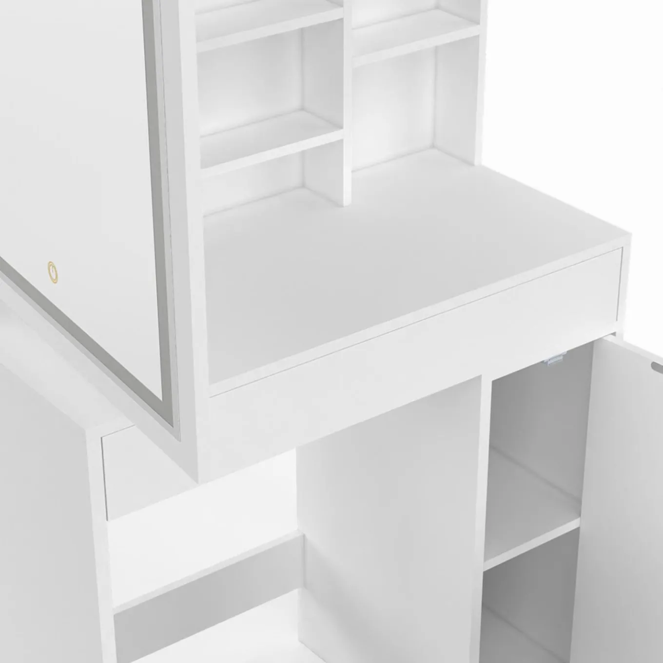 IDMarket Coiffeuse blanche avec miroir LED et rangements* Collection Design|Collection Agencement Magasin