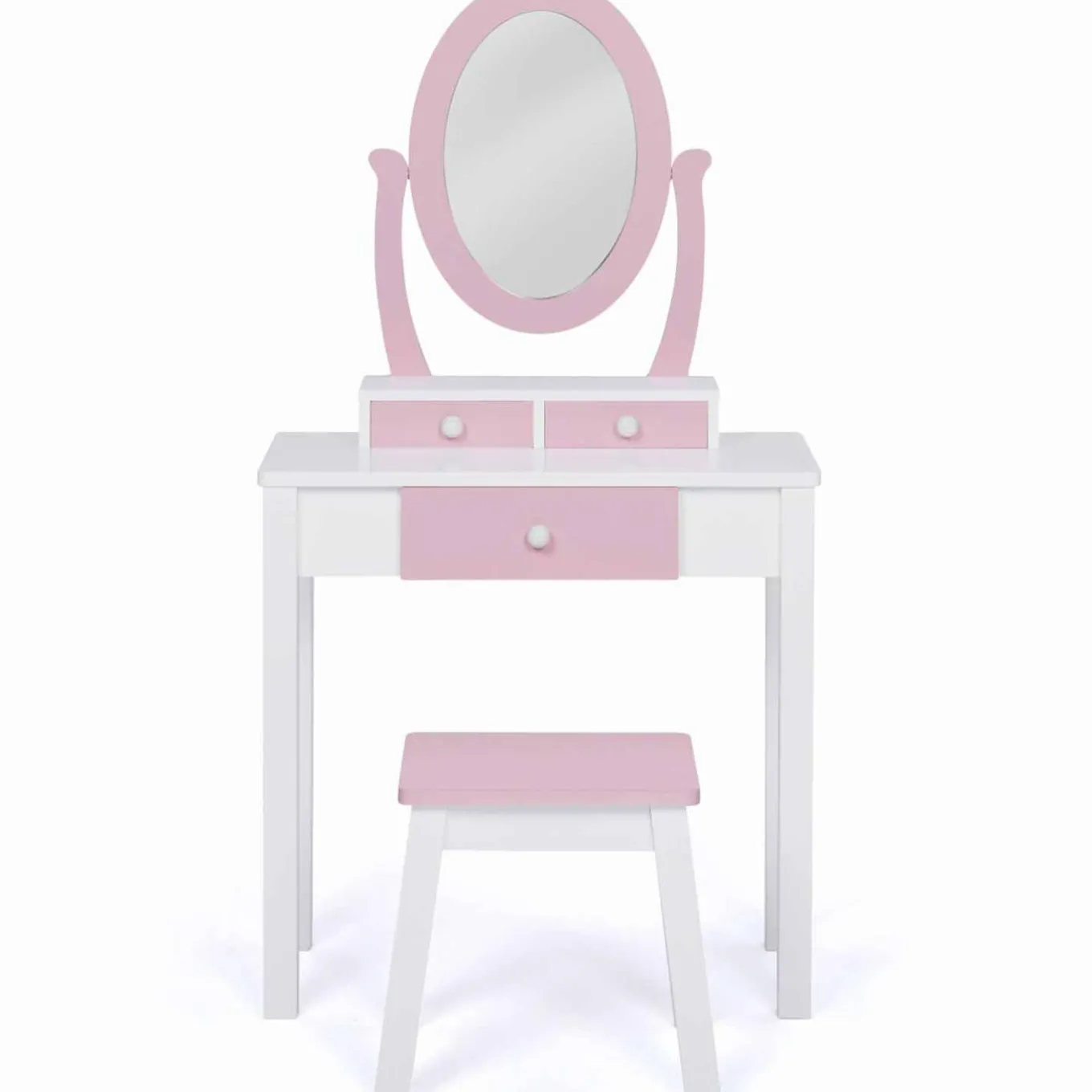 IDMarket Coiffeuse enfant rose et blanche avec miroir et tabouret*Enfant Meubles Enfant|Chambre Complète Adulte