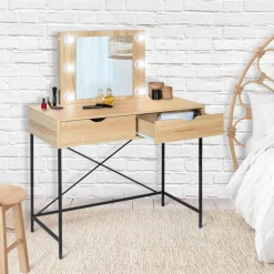 IDMarket Coiffeuse industrielle avec éclairage* Collection Agencement Magasin|Chambre Complète Adulte