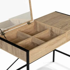 IDMarket Coiffeuse industrielle avec miroir rabattable* Meubles Bas|Meubles En Bois