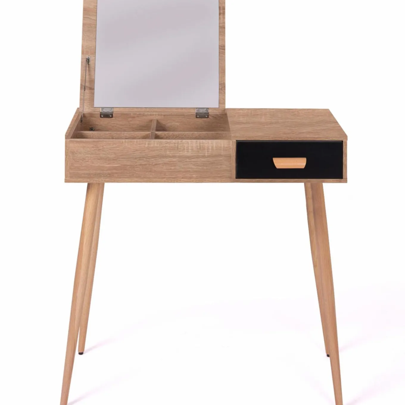 IDMarket Coiffeuse scandinave miroir rabattable hêtre et noir* Meubles Bas|Collection Scandinave