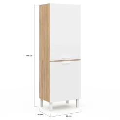 IDMarket Colonne de cuisine hêtre et blanc* Collection Contemporaine|Buffets De Cuisine