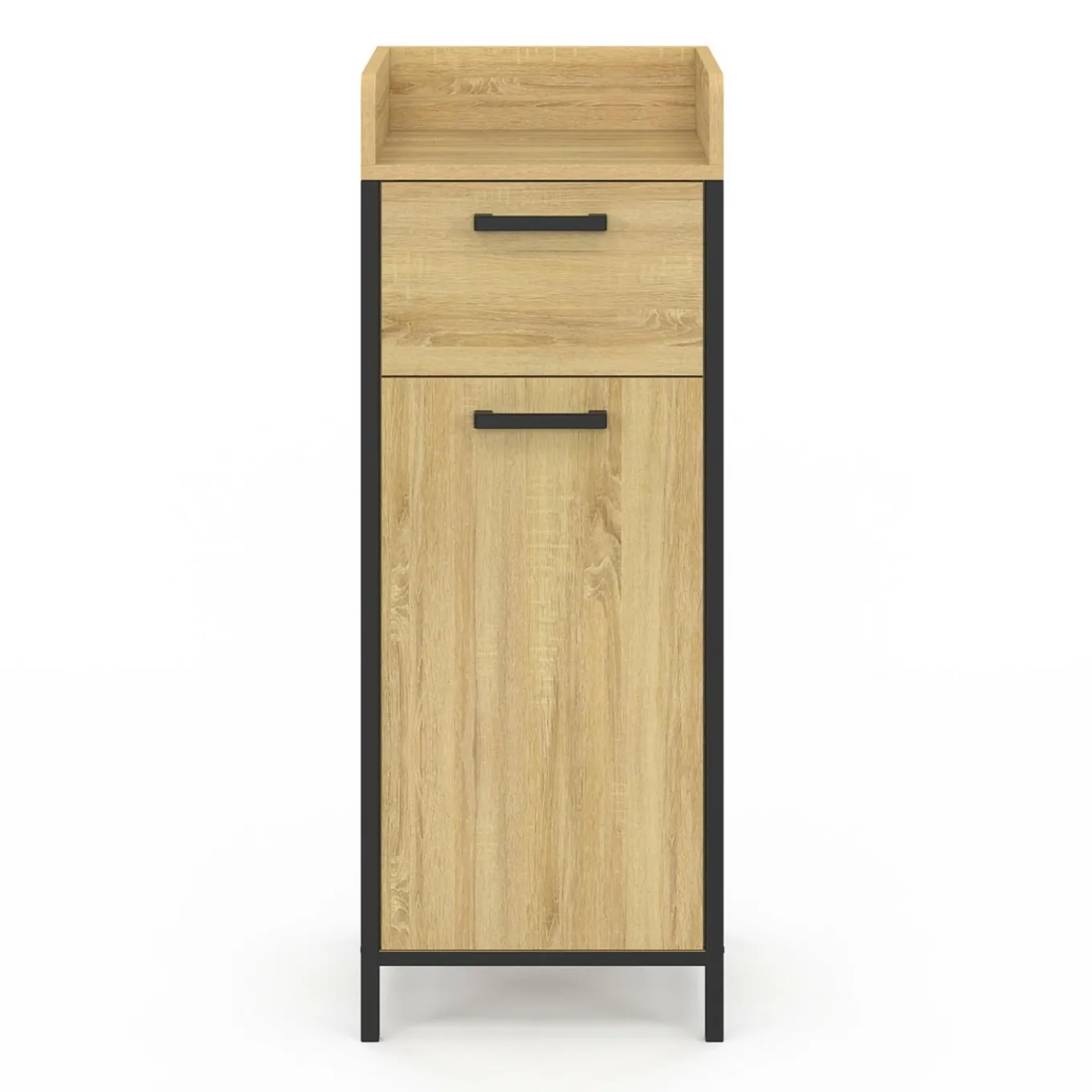 IDMarket Colonne de rangement d'appoint salle de bain design industriel 1 tiroir 1 placard* Meubles Salle De Bain|Collection Industrielle