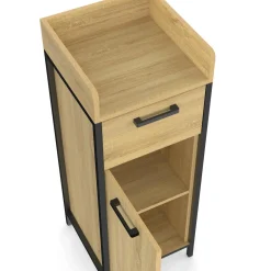 IDMarket Colonne de rangement d'appoint salle de bain design industriel 1 tiroir 1 placard* Meubles Salle De Bain|Collection Industrielle