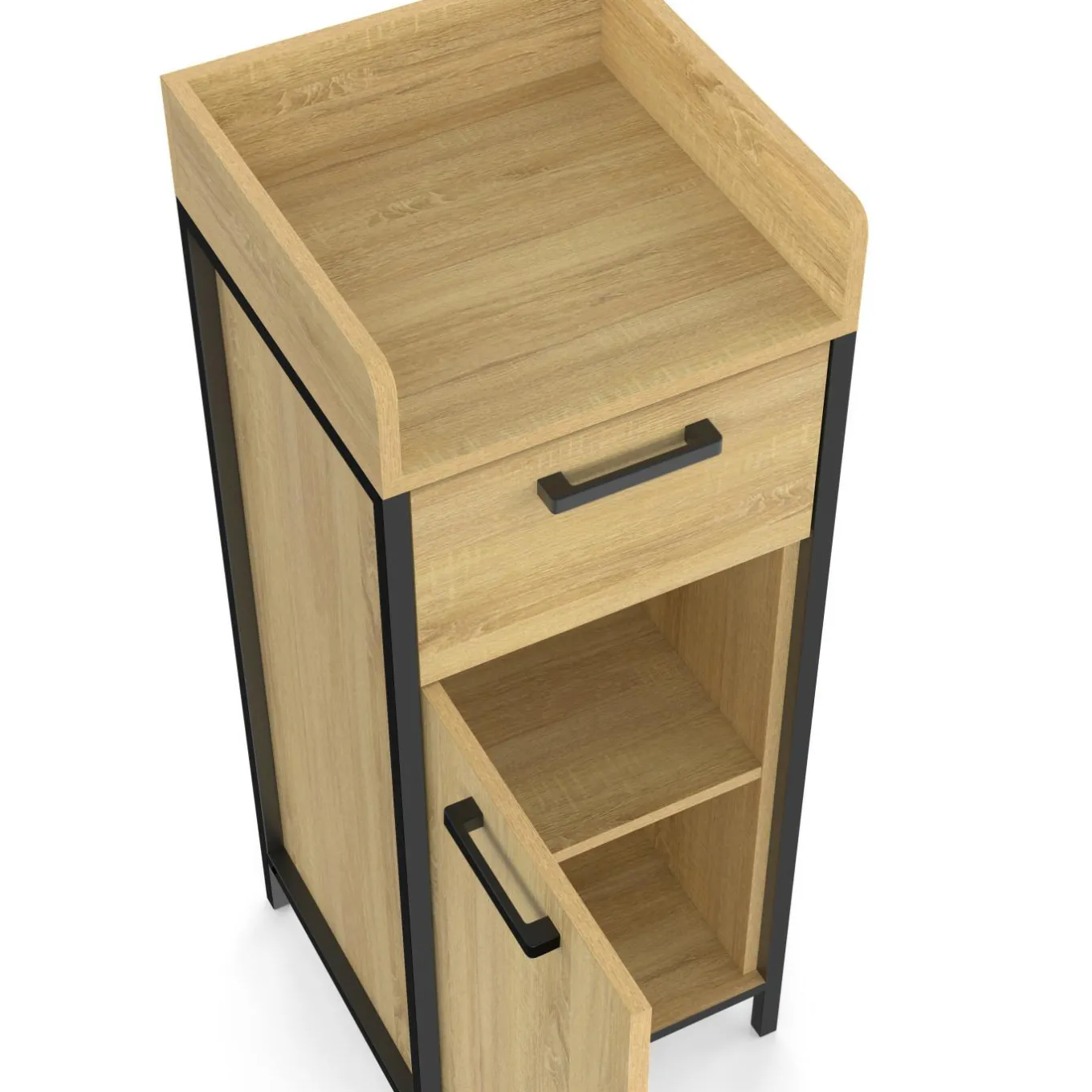 IDMarket Colonne de rangement d'appoint salle de bain design industriel 1 tiroir 1 placard* Meubles Salle De Bain|Collection Industrielle