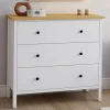 IDMarket Commode 80 cm 3 tiroirs bois blanc plateau bois* Commodes|Chambre Complète Adulte