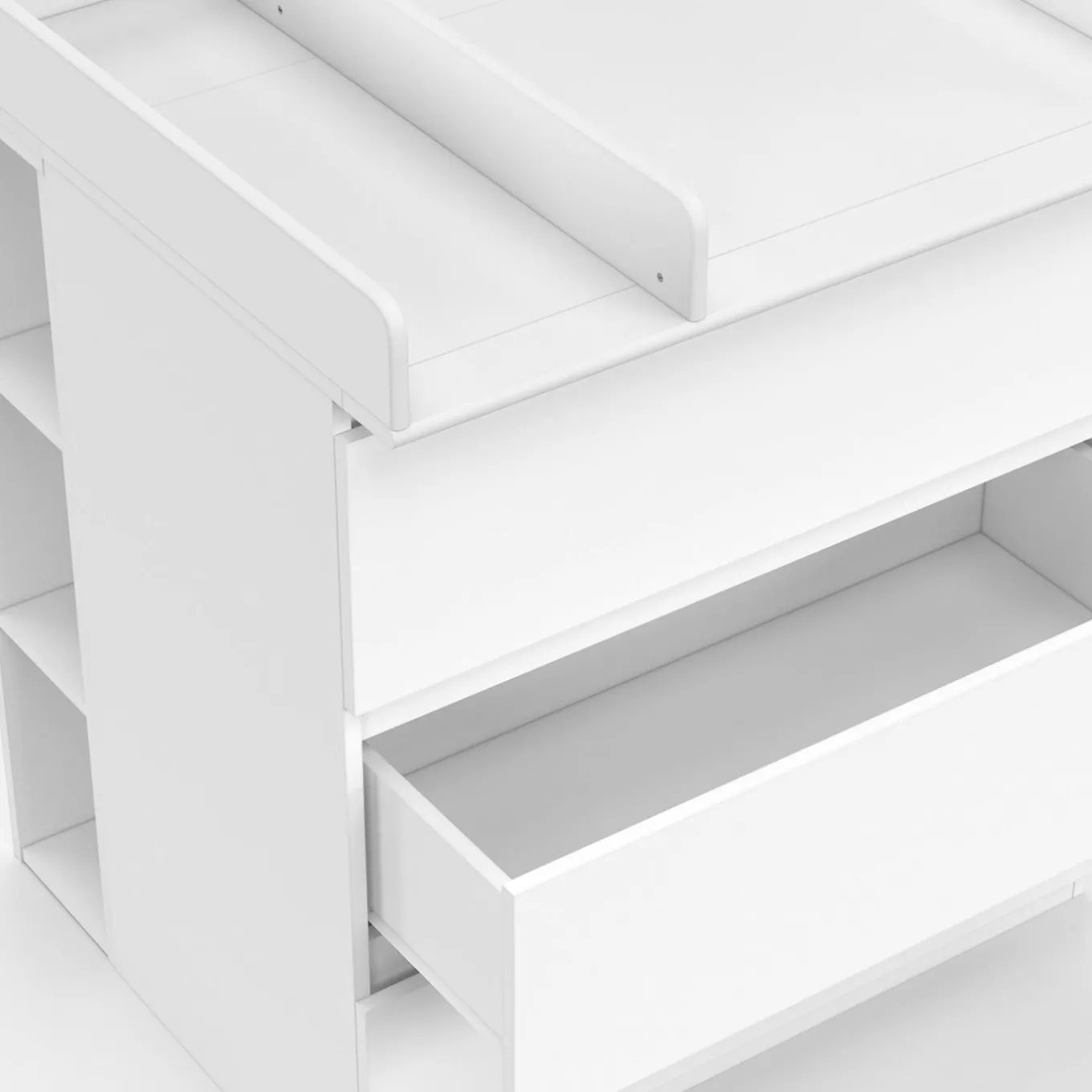 IDMarket Commode à langer évolutive bois blanc 3 tiroirs et 2 étagères amovibles*Enfant Meubles Blancs|Collection Design