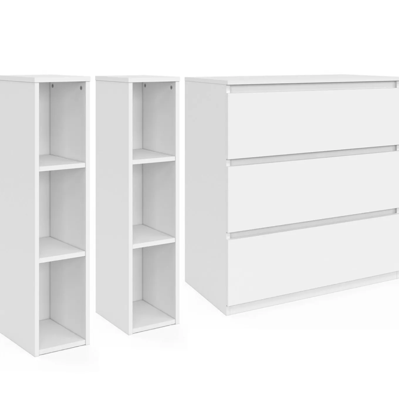 IDMarket Commode à langer évolutive bois blanc 3 tiroirs et 2 étagères amovibles*Enfant Meubles Blancs|Collection Design