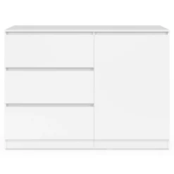 IDMarket Commode 3 tiroirs + 1 porte 110 cm bois blanc* Meubles Blancs|Collection Contemporaine
