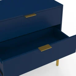 IDMarket Commode 3 tiroirs 80 cm bleu nuit et finitions dorées* Meubles Tiroirs|Meubles Bas