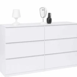 IDMarket Commode 6 tiroirs 140 cm bois blanc* Meubles Tiroirs|Meubles Bas
