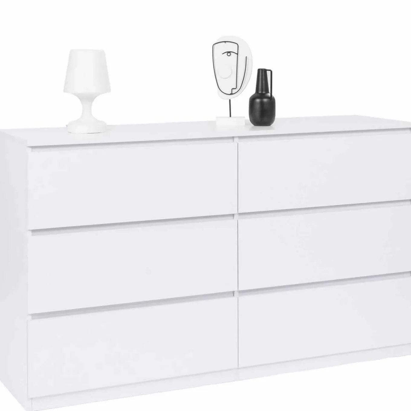 IDMarket Commode 6 tiroirs 140 cm bois blanc* Meubles Tiroirs|Meubles Bas