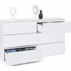IDMarket Commode 6 tiroirs 140 cm bois blanc* Meubles Tiroirs|Meubles Bas