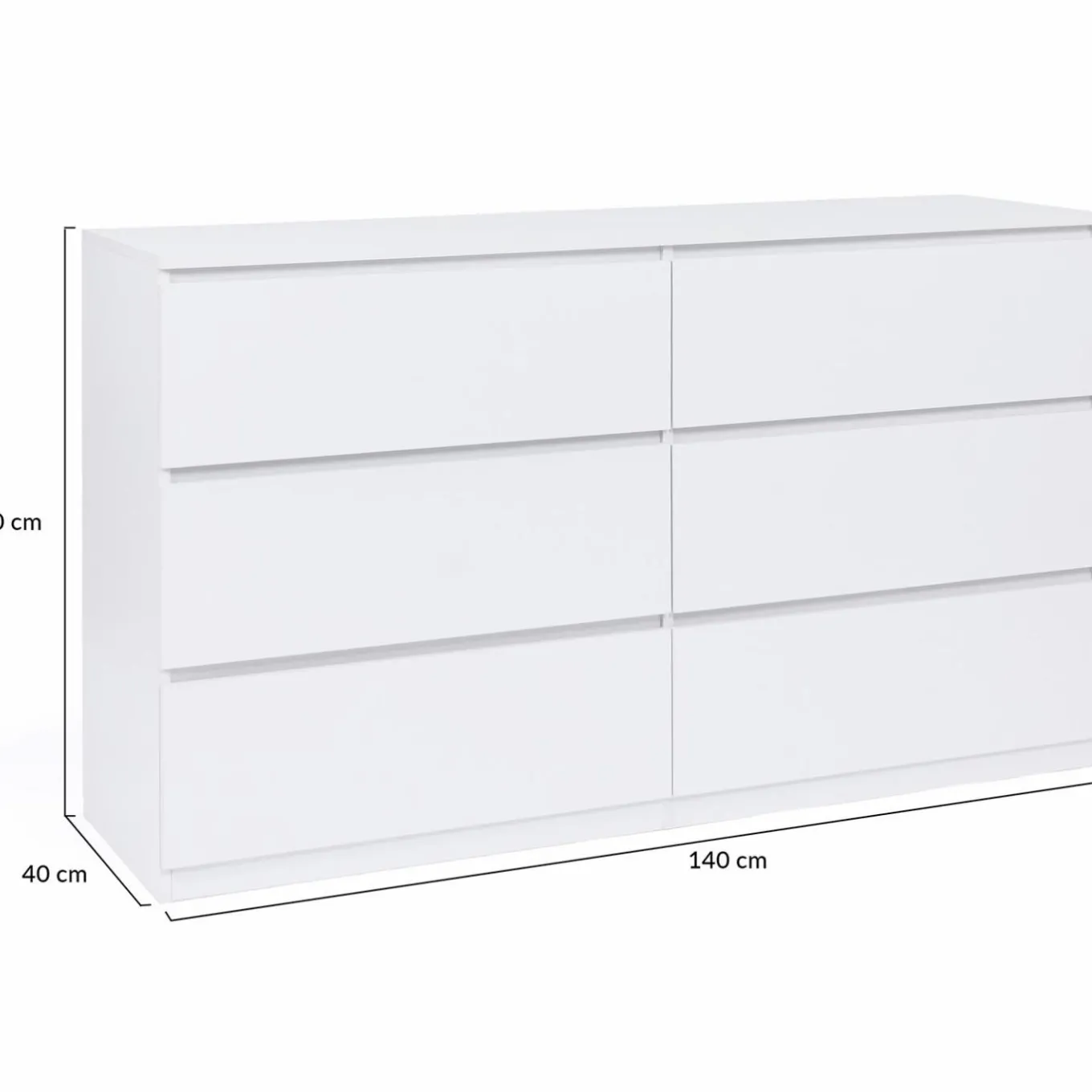 IDMarket Commode 6 tiroirs 140 cm bois blanc* Meubles Tiroirs|Meubles Bas
