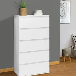 IDMarket Commode 5 tiroirs blanche* Meubles Tiroirs|Meubles Blancs