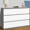 IDMarket Commode 6 tiroirs blanche effet béton* Meubles Tiroirs|Meubles Bas