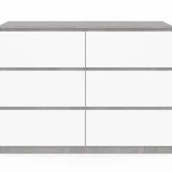 IDMarket Commode 6 tiroirs blanche effet béton* Meubles Tiroirs|Meubles Bas