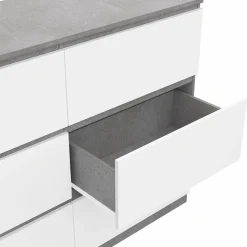 IDMarket Commode 6 tiroirs blanche effet béton* Meubles Tiroirs|Meubles Bas
