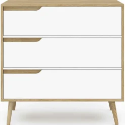IDMarket Commode 3 tiroirs blanche et bois style scandinave* Meubles Tiroirs|Meubles Bas