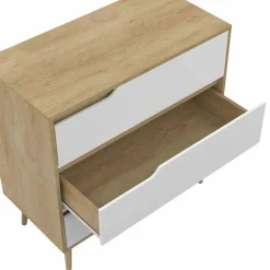 IDMarket Commode 3 tiroirs blanche et bois style scandinave* Meubles Tiroirs|Meubles Bas