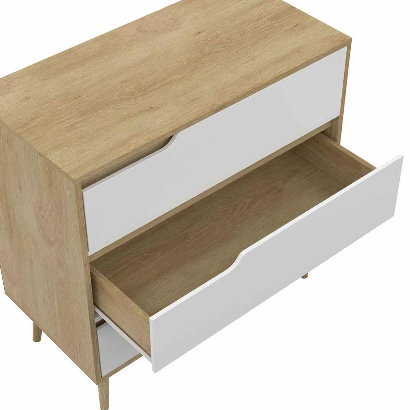 IDMarket Commode 3 tiroirs blanche et bois style scandinave* Meubles Tiroirs|Meubles Bas