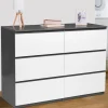 IDMarket Commode 6 tiroirs blanche et grise* Meubles Tiroirs|Meubles Bas
