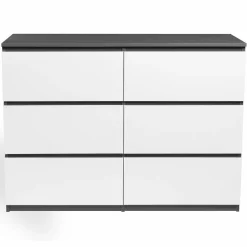 IDMarket Commode 6 tiroirs blanche et grise* Meubles Tiroirs|Meubles Bas