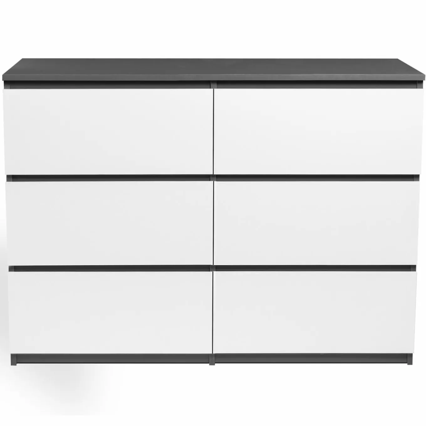 IDMarket Commode 6 tiroirs blanche et grise* Meubles Tiroirs|Meubles Bas