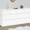 IDMarket Commode 8 tiroirs bois blanc 160 cm* Collection Contemporaine|Commodes