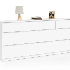 IDMarket Commode 8 tiroirs bois blanc 160 cm* Collection Contemporaine|Commodes